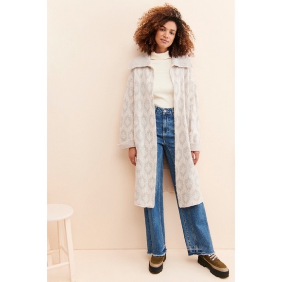 NEW Free People Like a Diamond Sweater Coat in Icy Diamonds Combo in Medium - Picture 2 of 16